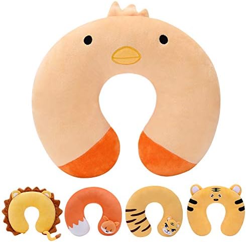  H HOMEWINS Travel Pillow For Kids Toddlers - Soft Neck Head Chin Support Pillow,Cute Animal In Any Sitting Position For Airplane,Car,Train,Machine Washable,Children Gifts (Green Dinosaur)