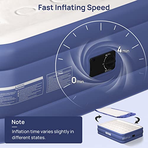  Air Mattress With Built-in Pump Air Mattress Inflatable Bed With 0.6mm Extra Thick Flocked Top 18" Queen Size Suitable For Camping Travel Guests Home, Storage Bag & Repair Patch Kit Included