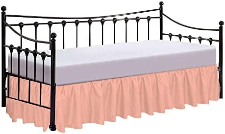  600 Thread Count Pure Cotton Daybed Skirt - 1 Piece Cotton Twin Size Dust Ruffle Daybed Skirt With Split Corners For Day Beds 15" Drop Length - Three Side Coverage ​- Burgundy