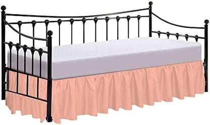 600 Thread Count Pure Cotton Daybed Skirt - 1 Piece Cotton Twin Size Dust Ruffle Daybed Skirt With Split Corners For Day Beds 15" Drop Length - Three Side Coverage ​- Burgundy