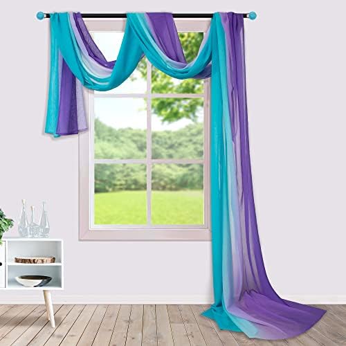  KOUFALL Christmas Sheer Curtains 144 Inches Long For Living Room Ombre Window Scarf Valances Red And Green Decor