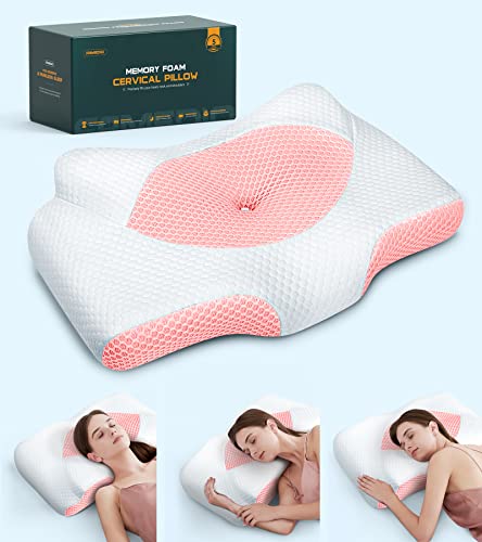 Famedio Adjustable Cervical Pillow For Neck Pain Relief, Hollow Contour Memory Foam Pillows Plus Support, Odorless Orthopedic Bed Pillows For Sleeping, Shoulder Pillow For Side Back Stomach Sleeper
