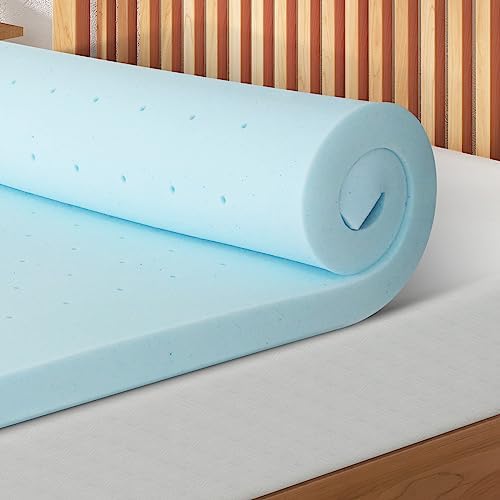  IULULU Twin 3 Inch Gel Memory Foam Mattress Topper Size, CertiPUR-US Certified, Blue