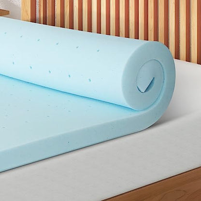  IULULU Twin 3 Inch Gel Memory Foam Mattress Topper Size, CertiPUR-US Certified, Blue