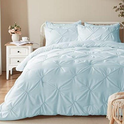  Queen Comforter Set -Pintuck Down Alternative Comforters With 2 Pillow Shams, Soft Queen Size Bedding Comforter Sets Lightweight All Season (Pink,88x88 Inches, 3 Pieces)
