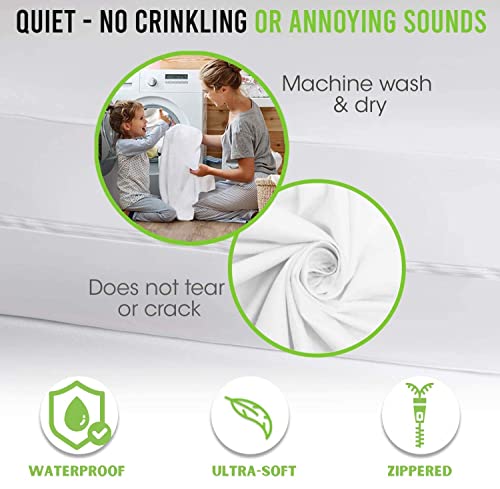  Queen Mattress Protector Cover Zippered | 100% Waterproof Bed Bug Encasement | Soft, Hypoallergenic And Breathable | Queen Size (60"x80")