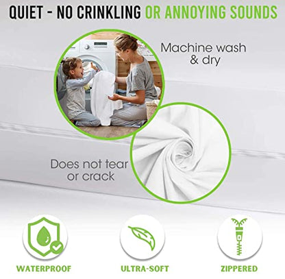  Queen Mattress Protector Cover Zippered | 100% Waterproof Bed Bug Encasement | Soft, Hypoallergenic And Breathable | Queen Size (60"x80")