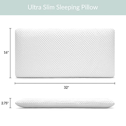  AM AEROMAX 2.75 Inches King Size Hyper Slim Memory Foam Pillow For Stomach And Back Sleepers - Thin, Flat Design For Cervical Neck Alignment And Deeper Sleep.