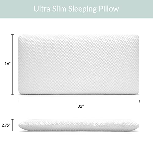  AM AEROMAX 2.75 Inches King Size Hyper Slim Memory Foam Pillow For Stomach And Back Sleepers - Thin, Flat Design For Cervical Neck Alignment And Deeper Sleep.