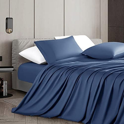  100% Cotton Queen Size Sheets Set - 1000 Thread Count，Luxury Egyptian Cotton Bed Sheets，Breathable & Smooth Hotel Sheets, 16 Inch Deep Pocket - 4 Piece (Queen, Black)