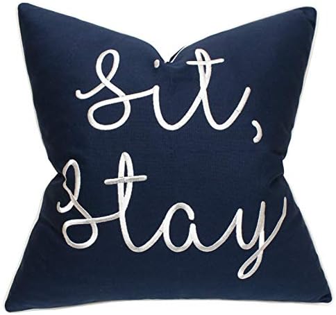  EURASIA DECOR You Me & Dogs Quote Embroidered Decorative Square Accent Throw Pillow Cover - Gifts For Dog Lover, Pet Lover, Home - 18x18 Inches, Grey