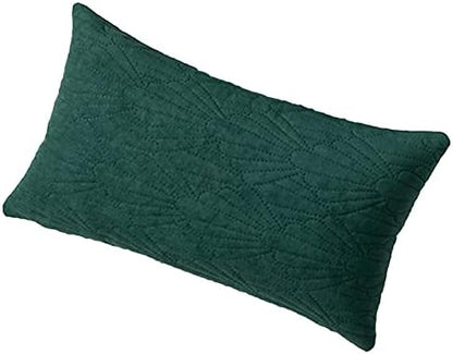  BiiKoon Quilted Bed Runners Solid Dutch Velvet Bed Scarves For Foot Of Bed Shell Pattern Bed End Towel For For Queen Double Single King Size Bed,Green Yellow 45 * 210cm