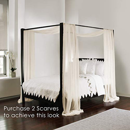  Bed Canopy Scarf, Ivory Sheer, For All Bed Sizes