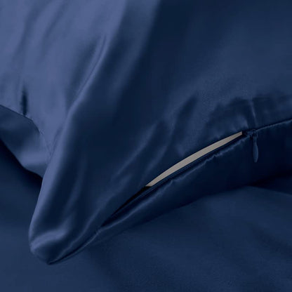  100% Natural Mulberry Silk Pillowcase For Hair And Skin Luxury 25 Momme Mulberry Silk Pillow Cases With Hidden Zipper Closure, Navy Blue, Queen