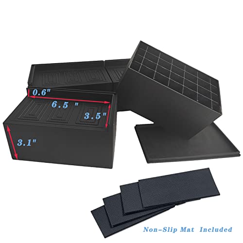  BESAEARO Bed And Furniture Risers,3 Inch Widened Rectangle Risers,Bed Raising Blocks With Non-Slip Mats For Bed Frame, Desk, Sofa, Table Legs Risers Supports Up To11000Lbs, Set Of 4（Big L Shape