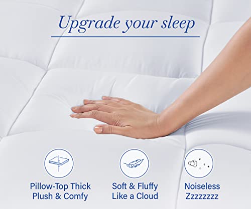  Extra Thick Twin XL Mattress Topper, Plush Pillow Top Mattress Topper For Extra Long Bed, Very Thick Mattress Pad Cover