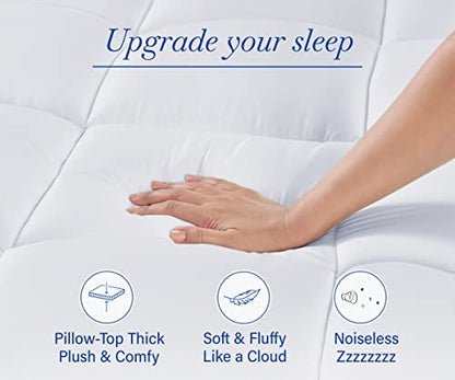  Extra Thick Twin XL Mattress Topper, Plush Pillow Top Mattress Topper For Extra Long Bed, Very Thick Mattress Pad Cover