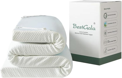  3 Inch Gel Infused Memory Foam Mattress Topper Queen Size, High Density Cooling Ventilated Design Memory Foam Bed Toppers-Ultra Plush Mattress Toppers With Bamboo Cover