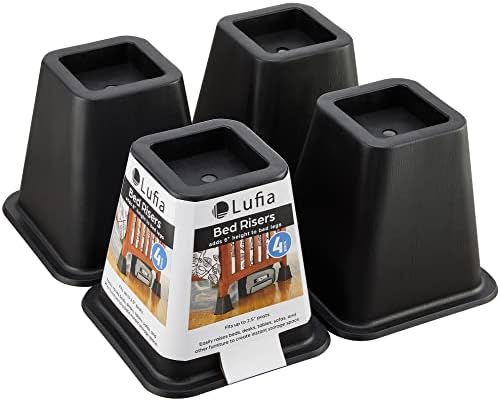  Lufia Bed Furniture Risers, 6 Inch Heavy Duty Bed Lifts Risers For Sofa, Table, Chair Or Desk, Set Of 4 Bed Lifts (6 Inch, Black)