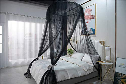  Lotus Karen Bed Canopy - Elegant Lace Round Hoop Polyester Sheer Mesh Bed Curtains - Princess Dome Bedding Net For Twin Full Queen King Size Bed