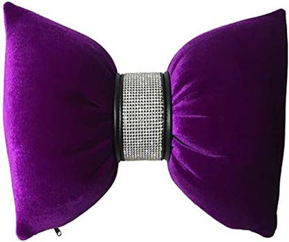  Wersolution Luxury Big Bowknot Car Headrest Pillow Neck Pillow Bling Car Cute Accessories For Womens 1PCS (Purple)