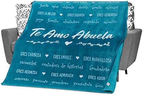  Mothers Day Gifts For Abuela In Spanish, Abuela Blanket, Feliz Dia De Las Madres, Regalos Para Abuela En Español For Birthday/Cumpleaños From Los Nietos, 60x50 Inches (Purple, Fleece)