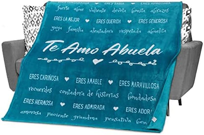  Mothers Day Gifts For Abuela In Spanish, Abuela Blanket, Feliz Dia De Las Madres, Regalos Para Abuela En Español For Birthday/Cumpleaños From Los Nietos, 60x50 Inches (Purple, Fleece)