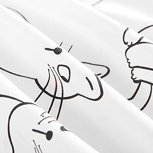  Wake In Cloud - Cats Sheet Set, 100% Cotton Bedding, White With Cats Drawing Pattern Printed (4pcs, Queen Size)
