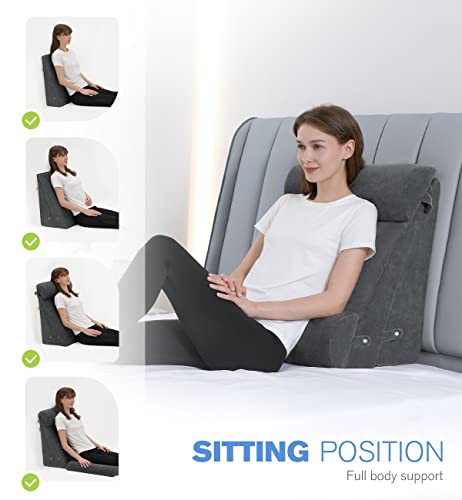  OasisSpace Wedge Pillows For After Surgery - 4pcs Orthopedic Wedge Pillow Set, Memory Foam Sleeping Wedges For Adults, Sitting Pillow For Acid Reflux And GERD, Adjustable Pillow With Removable Cover