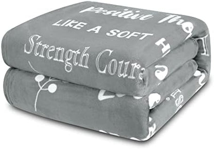  Breast Cancer Gifts For Women Fleece Healing Thoughts Blanket Super Soft & Warm Get Well Breast Cancer Blanket Sympathy Gift With Inspirational Positive Energy (50"x60", Pink)
