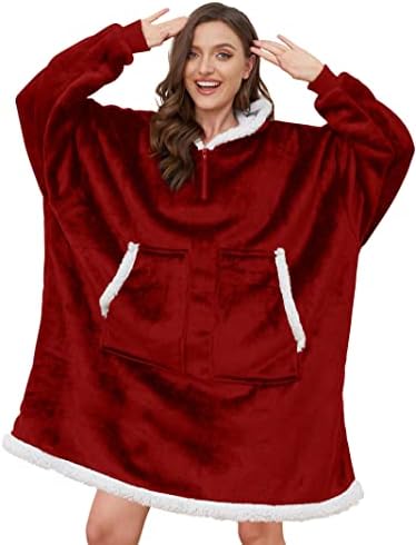  Blanket Hoodie Wearable Blanket,Super Warm Women And Men,Oversized Hoodie Blanket With Sleeves And Giant Pocket (Black)