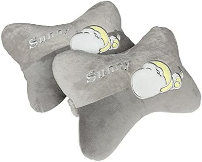  Tianmei 2PCS LMT Cartoon Styling Car Headrest Protect Neck Pillow Cute Fashion Travel Rest Pillow Cushion Pad (LMT - Gray Color 1 Pair)