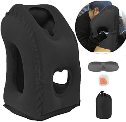  Inflatable Travel Pillow For Airplane, Inflatable Neck Air Pillow For Sleeping To Avoid Neck And Shoulder Pain, Comfortably Support Head, Neck And Lumbar, Used For Airplane, Car, Bus And Office (Grey)