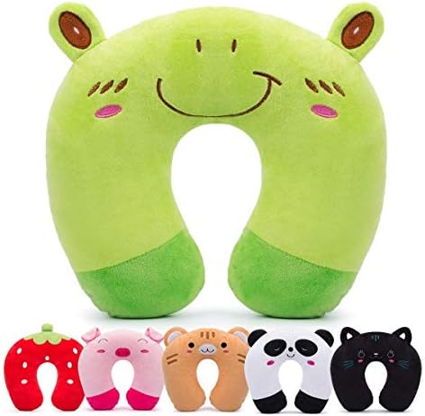  H HOMEWINS Travel Pillow For Kids Toddlers - Soft Neck Head Chin Support Pillow,Cute Animal In Any Sitting Position For Airplane,Car,Train,Machine Washable,Children Gifts (Green Dinosaur)