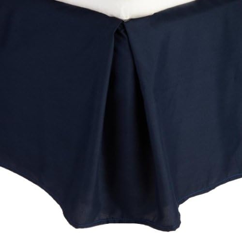  Premier 1800 Collection Solid Bed Skirt - 14" Drop Pleated Tailored Double Brushed Microfiber Dust Ruffle - Queen, Navy Blue