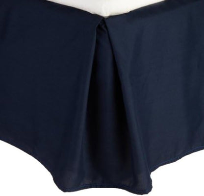  Premier 1800 Collection Solid Bed Skirt - 14" Drop Pleated Tailored Double Brushed Microfiber Dust Ruffle - Queen, Navy Blue