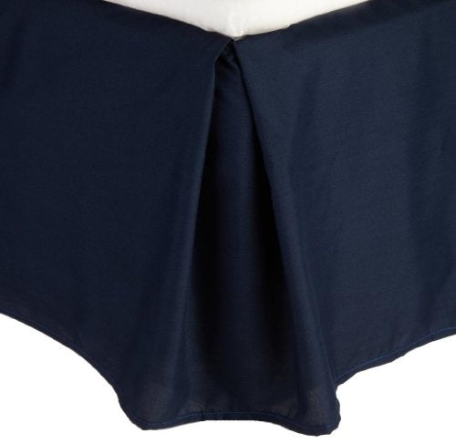  Premier 1800 Collection Solid Bed Skirt - 14" Drop Pleated Tailored Double Brushed Microfiber Dust Ruffle - Queen, Navy Blue