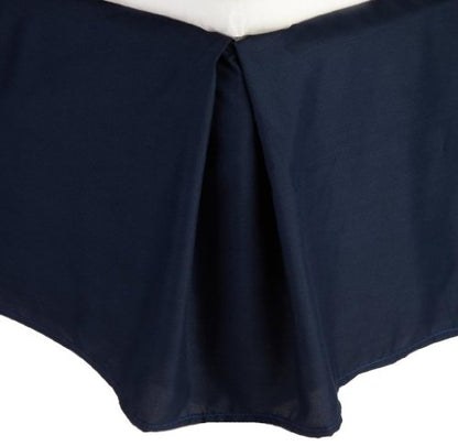  Premier 1800 Collection Solid Bed Skirt - 14" Drop Pleated Tailored Double Brushed Microfiber Dust Ruffle - Queen, Navy Blue