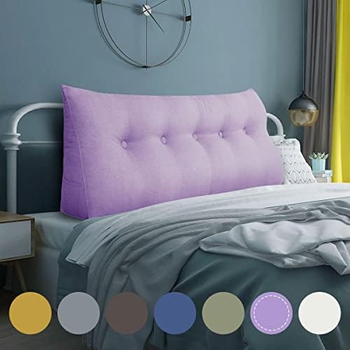  WOWMAX Large Bolster Triangular Headboard Pillow Twin Dorm Headboard Twin XL Bed Wedge Pillow For Headboard Bolster Pillow For Bed With Removable Cover, Gray Polyester Linen Blend Twin