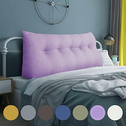  WOWMAX Large Bolster Triangular Headboard Pillow Twin Dorm Headboard Twin XL Bed Wedge Pillow For Headboard Bolster Pillow For Bed With Removable Cover, Gray Polyester Linen Blend Twin