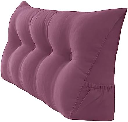  Peachwell Triangular Reading Bed Rest Pillow Large Bolster Cushion Headboard Backrest Wedge Pillow With Removable Cover And Two Large Side Pockets (Chalk Grey, Twin: 39 X 8 X 20 Inches)