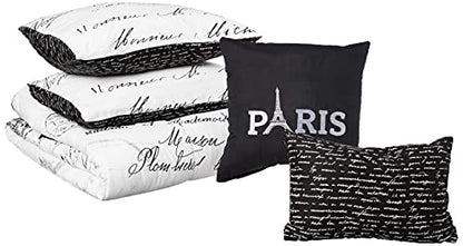  Casa J'Adore 5-Piece Comforter Set, Full,Black And White
