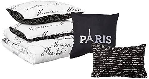  Casa J'Adore 5-Piece Comforter Set, Full,Black And White