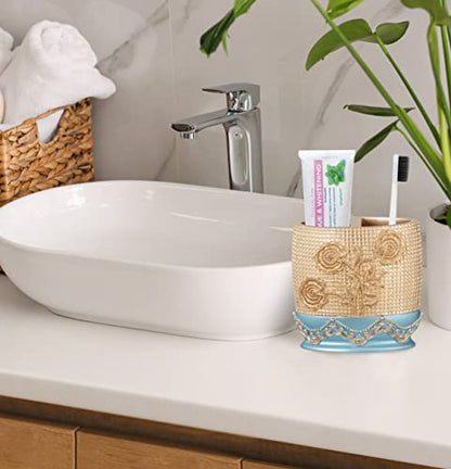  Ombre Rose Design Tooth Brush Holder, Blue