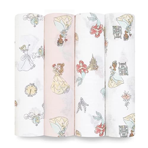  Aden + Anais Essentials Swaddle Blanket, Muslin Blankets For Girls & Boys, Baby Receiving Swaddles, Newborn Gifts, Infant Shower Items, Toddler Gift, Wearable Swaddling Set, 4 Pack, Damsel