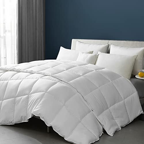  Queen Comforter Duvet Insert White Comforters All Season Alternative Comforter Machine Washable Soft Brushed Microfiber Bedding Comforter With Corner Tabs 90X90Inches 46oz