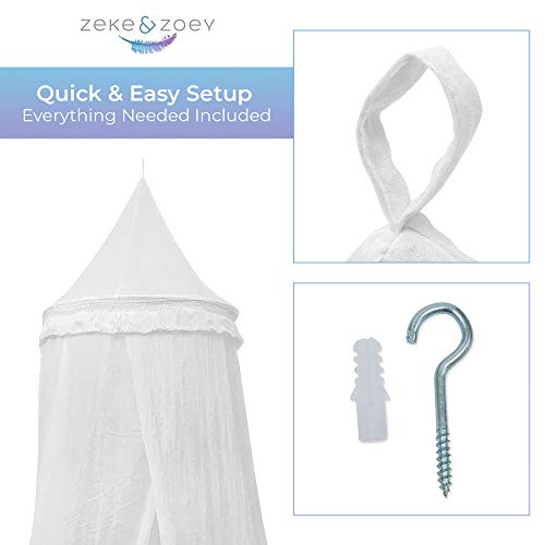  And Zoey Soft White Hanging Bed Canopy For Girls Bed Or Boys – Hideaway Tent For Kids Rooms With Tassels. Nursery Decoration – Slightly Sheer Drapes – For Child, Play Or Reading Nook