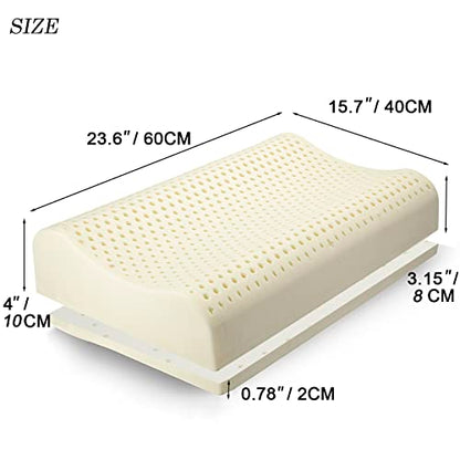  TALATEX 100% Natural Premium Latex Pillow, Adjustable Dunlop Pillow Helps Relieve Pressure, Neck And Shoulder Pain, No Toxic Memory Foam Chemicals, Perfect Package Best Gift