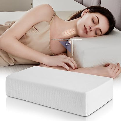  Cube Memory Foam Pillow For Side Sleepers (24"x12"x5" Medium Support), Thick Bed Pillow For Sleeping With Bamboo Cover, Rectangle Pillow For Neck And Shoulder Pain Relief - King, Queen, Square | White