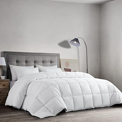  Feather And Down Comforter, Oversized King Comforter 120 X 120, White Extra Large Duvet Insert For All Season, 100% Cotton Cover Down Proof With Corner Tabs